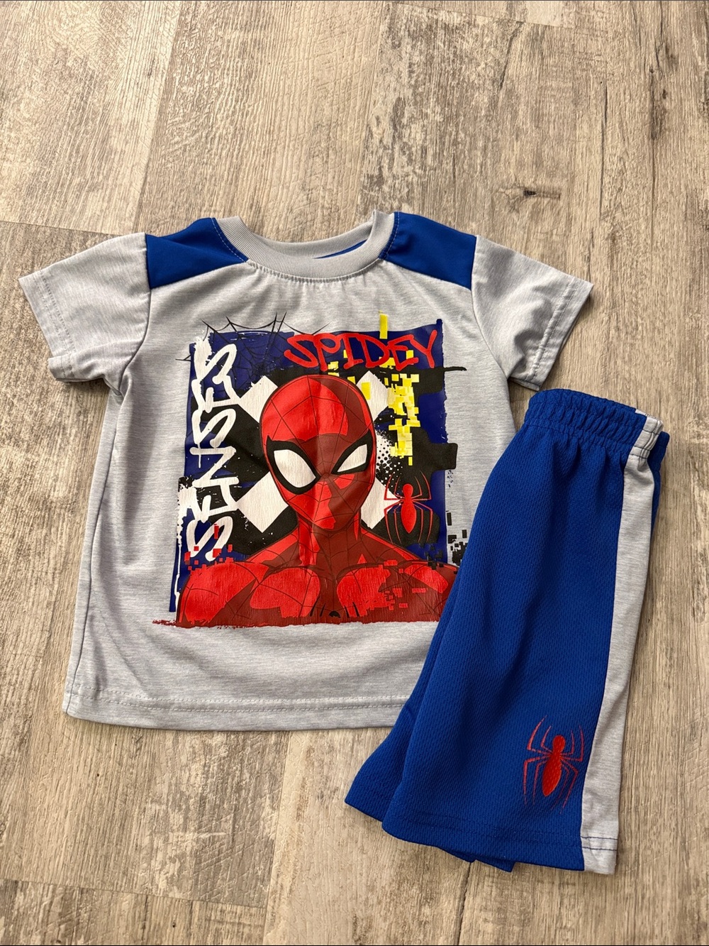 **4 for $15**Marvel Boys Gray and Blue Spidey Graphic Matching Set